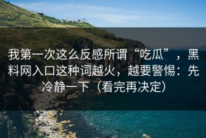 我第一次这么反感所谓“吃瓜”，黑料网入口这种词越火，越要警惕：先冷静一下（看完再决定）