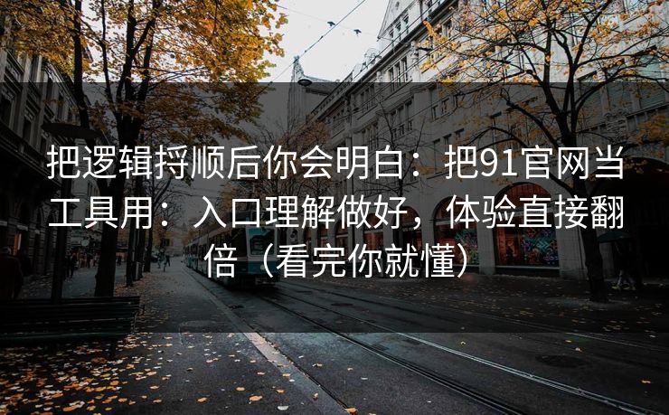 把逻辑捋顺后你会明白：把91官网当工具用：入口理解做好，体验直接翻倍（看完你就懂）